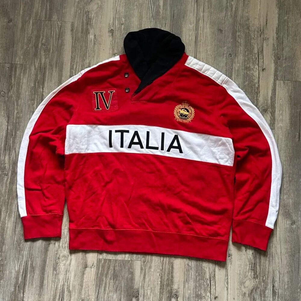 Vintage Polo Ralph Lauren Snow Polo Challenge Cup Italia Shawl Sweater Sz XXL